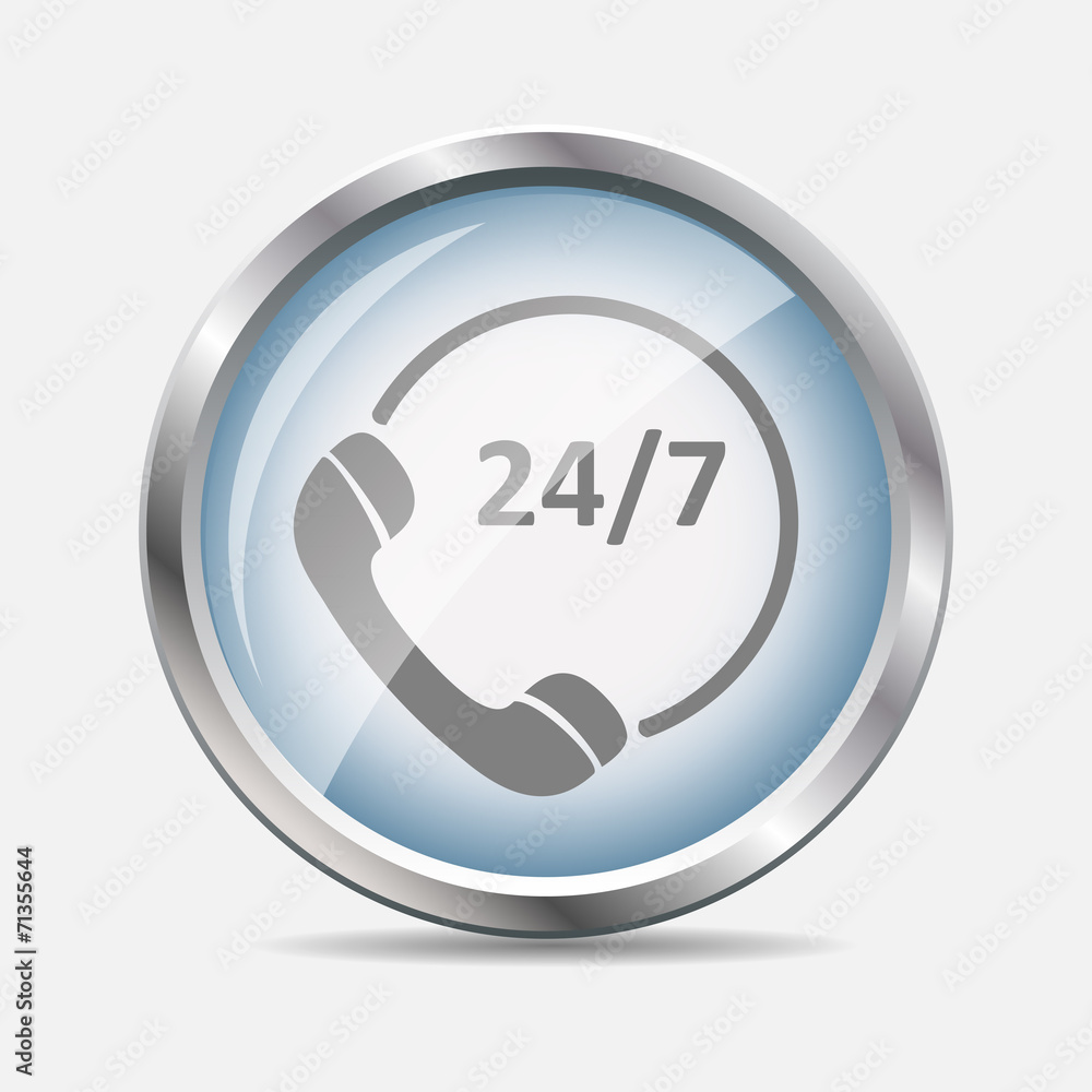 Customer service 24/7 Glossy Icon Vector Illustration Customer service 24/7 Glossy Icon Vector Illustration