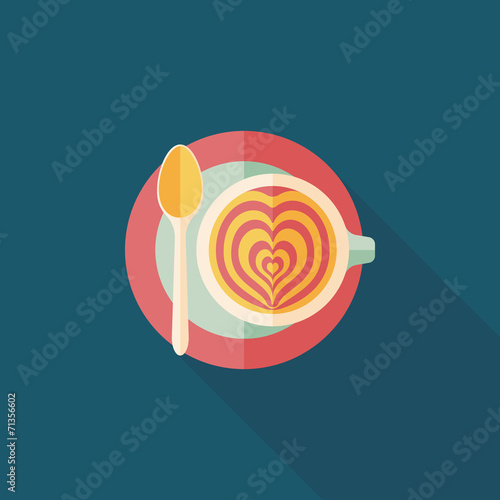 coffee latte art flat icon with long shadow,eps10