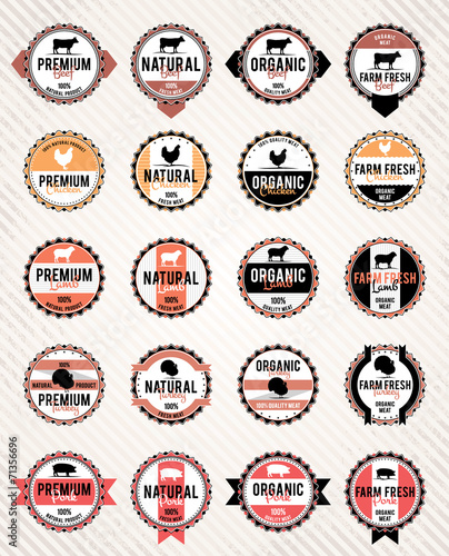 Vector Meat Labels Collection