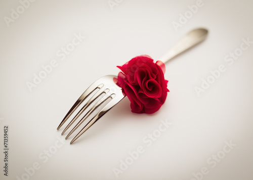 Fork with decorative rose
