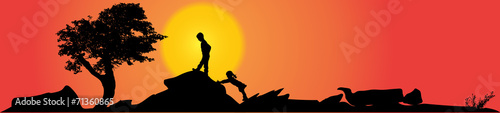 Vector silhouette of children.
