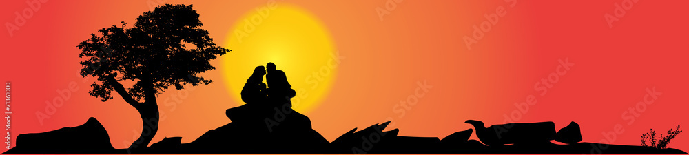 Vector silhouette of couple.