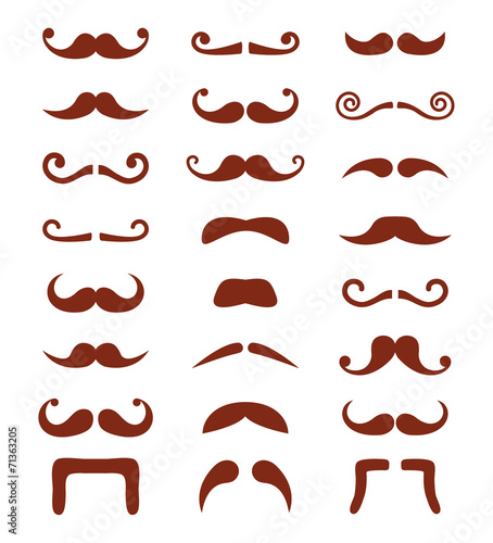 Brown moustache or mustache vector icons set