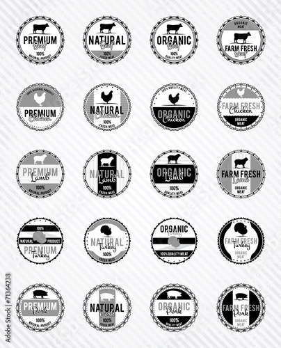 Monochrome Meat Labels Collection
