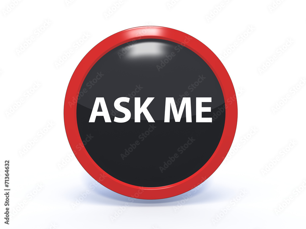 ask me circular icon on white background ask me circular icon on white background