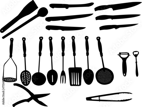 kitchen set silhouette - vector