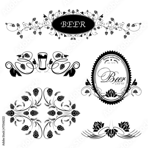 Ornament illustration of beer & hops