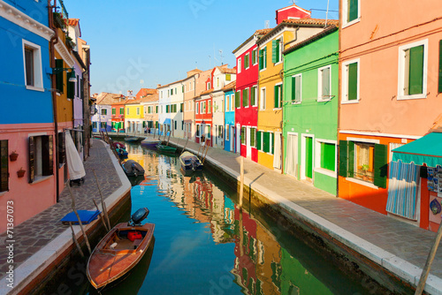 Colorful street in Burano, near Venice, Italy © santosha57