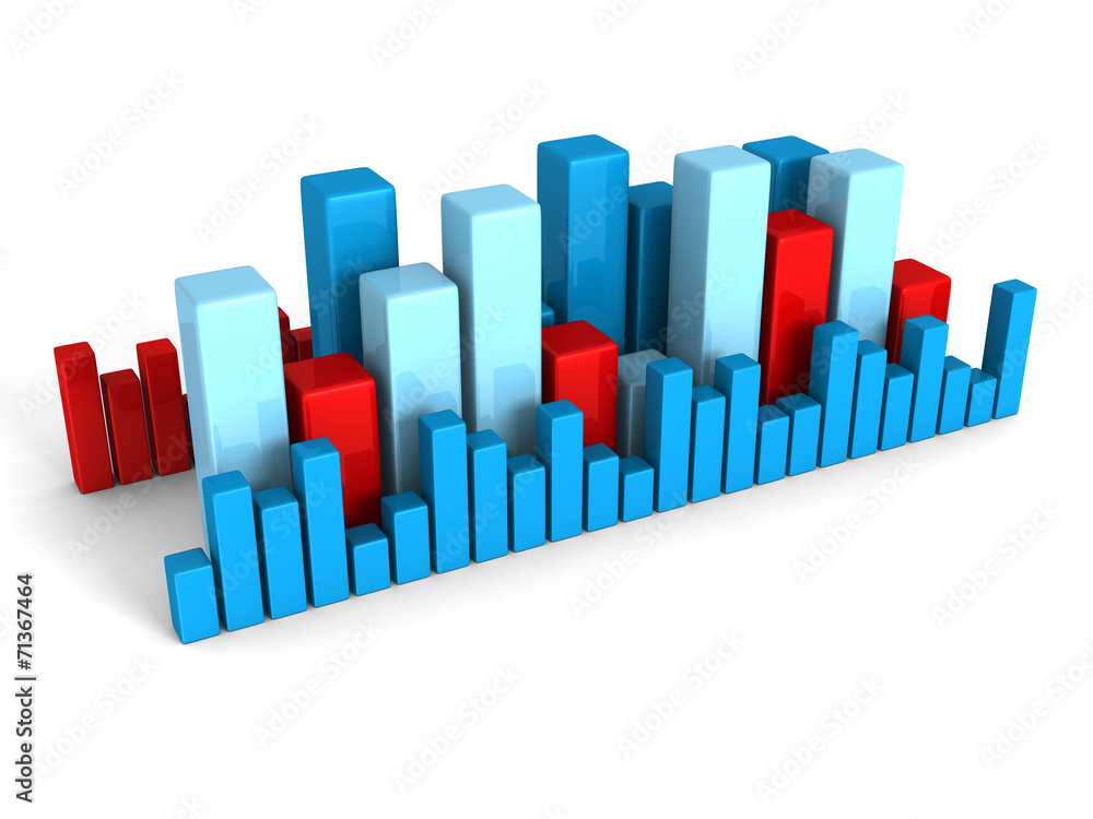 business financial bar chart graph on white background
