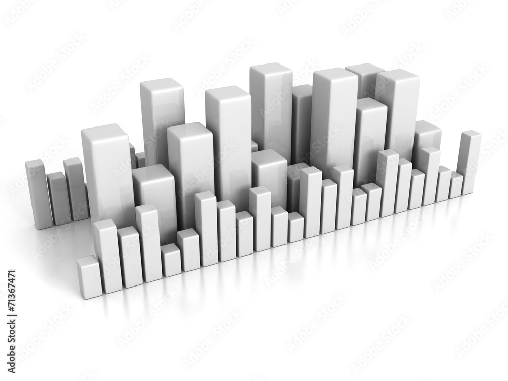 Business bar chart graph on white background