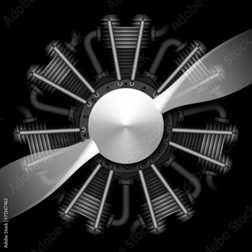 Radial airplane engine with propeller