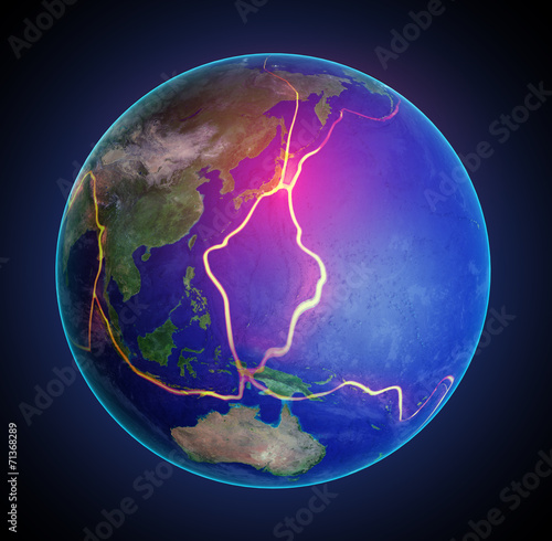Tableau sur toile Earth's fault lines between tectonic plates