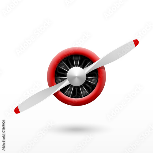 Vintage airplane propeller with radial engine