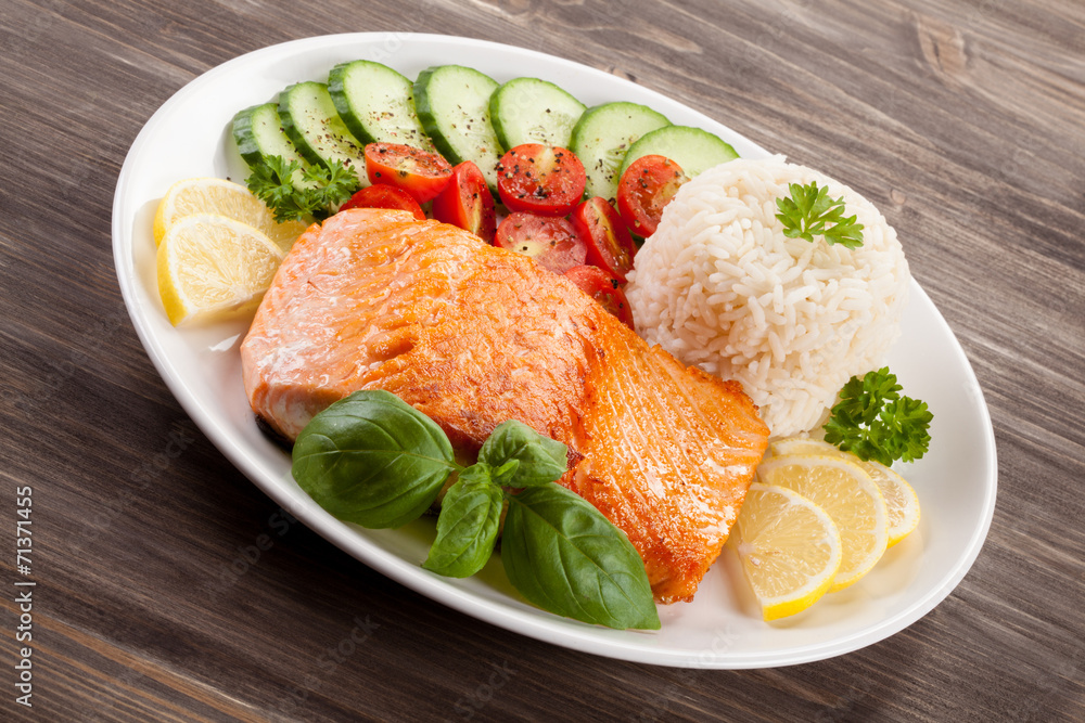 Grilled salmon and vegetables Grilled salmon and vegetables