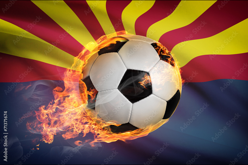 Naklejka premium Soccer ball with flag on background series - Arizona