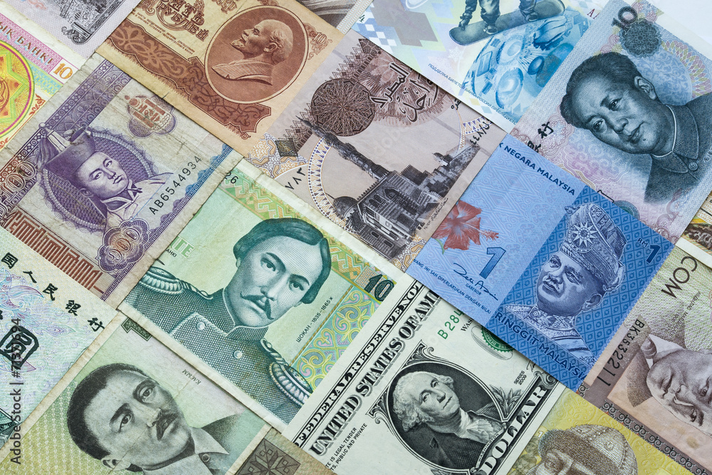 Background of banknotes from different countries