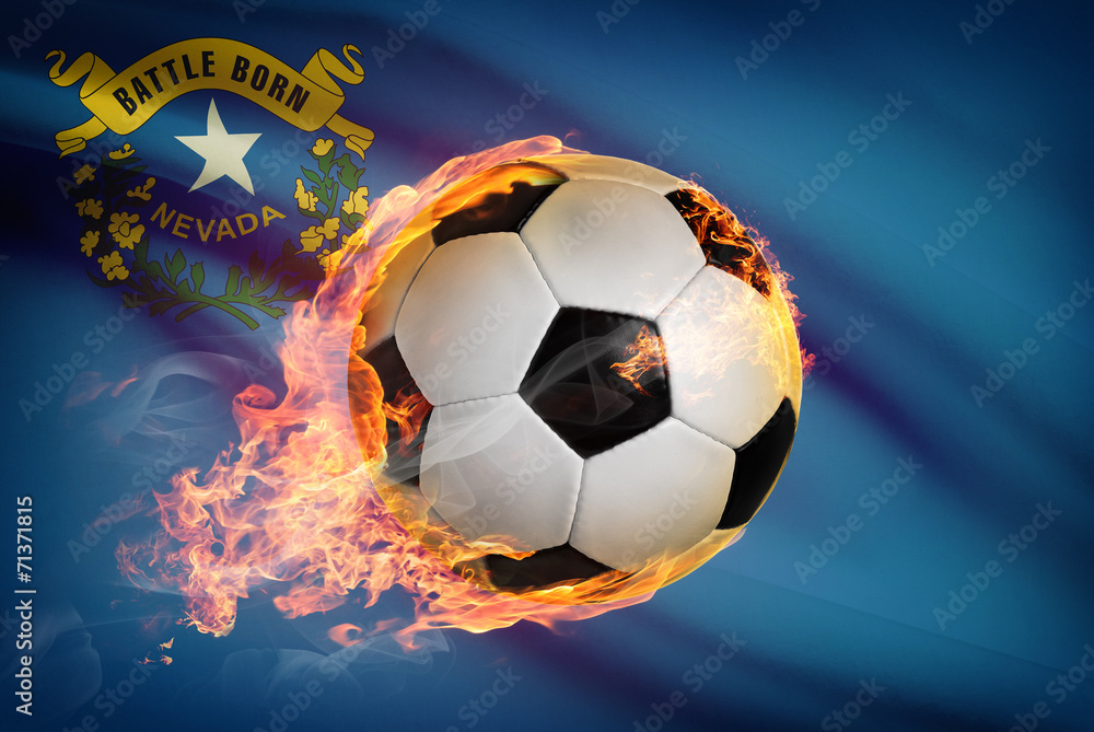 Naklejka premium Soccer ball with flag on background series - Nevada