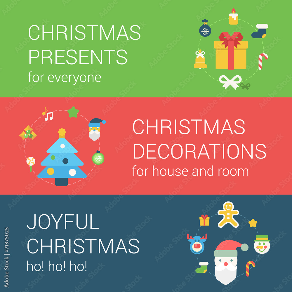 Christmas New Year holidays flat style web icon banner concept