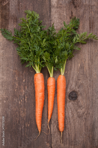 fresh carrot bunch on grungy wooden background
