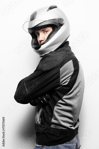 Man in motorcycle suit © frameworks2014
