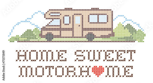 Home Sweet Motor Home, Class C Model, Cross Stitch Embroidery