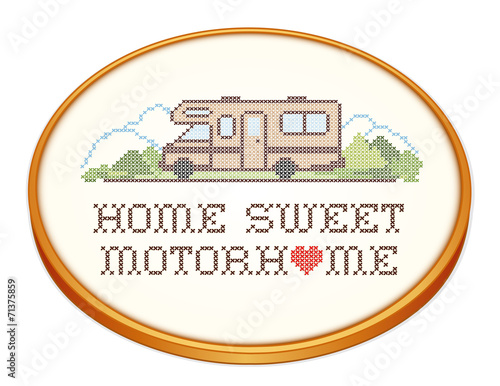 Home Sweet Motor Home, Class C Model, Cross Stitch Embroidery
