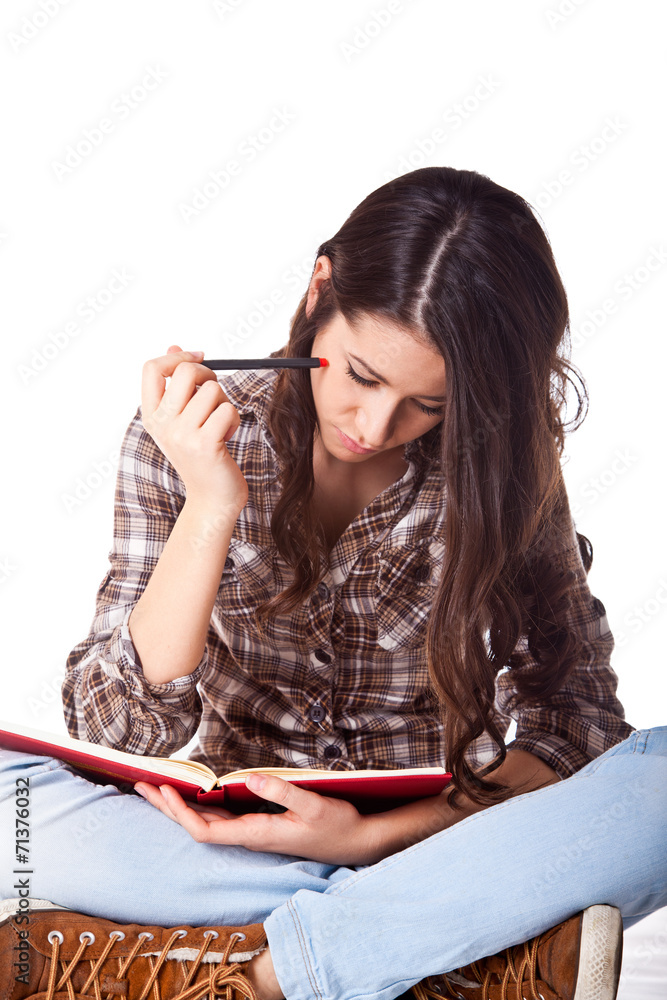 Beautiful female student studying Beautiful female student studying