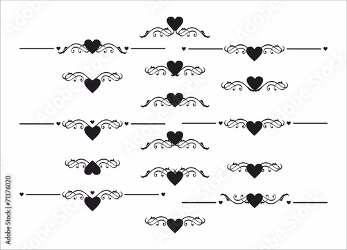 decorative heart delimiter separator element set