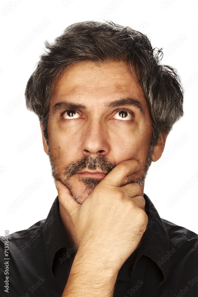 Portrait of a Man with Wondering Face Expression Portrait of a Man with Wondering Face Expression