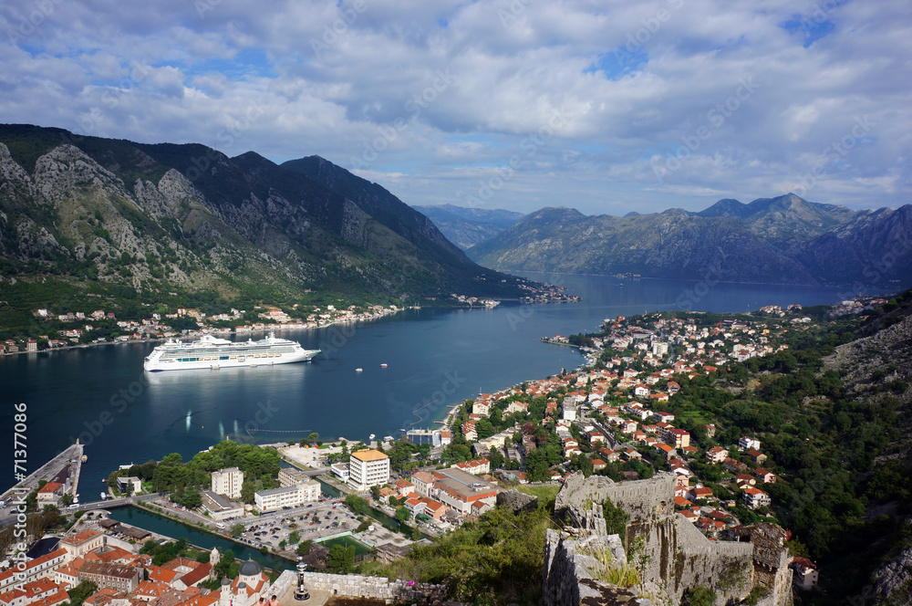 View of the bay of Kotor from a height
