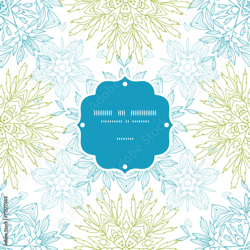 Vector abstract plants mandalas frame seamless pattern