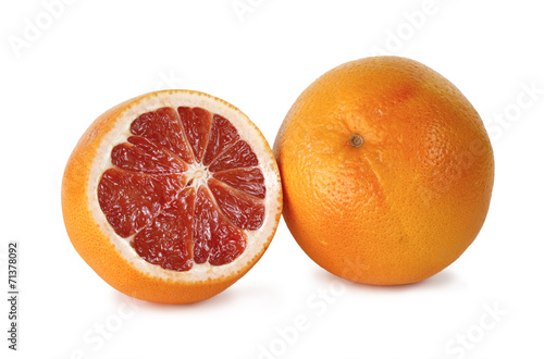 two grapefruit on white background