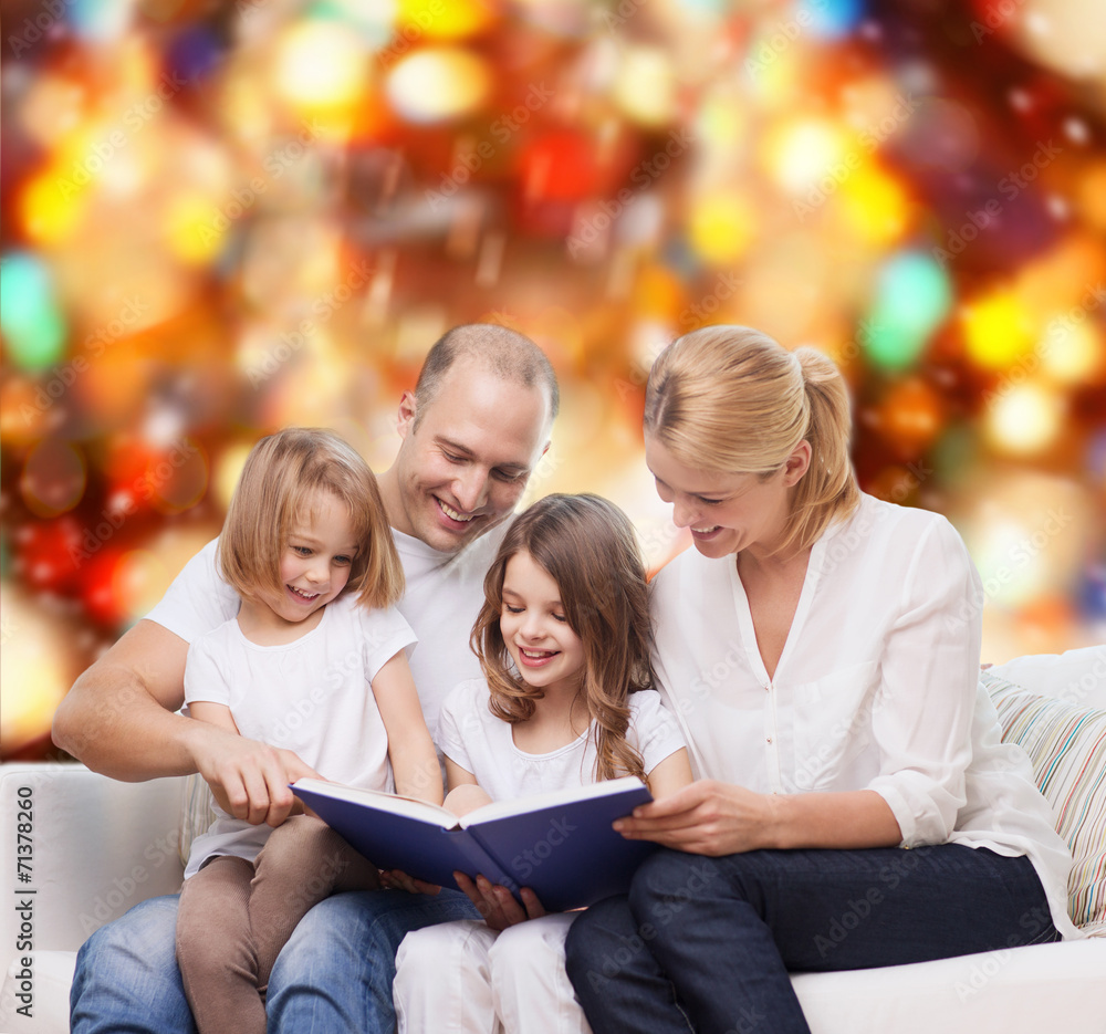 happy family with book at home happy family with book at home