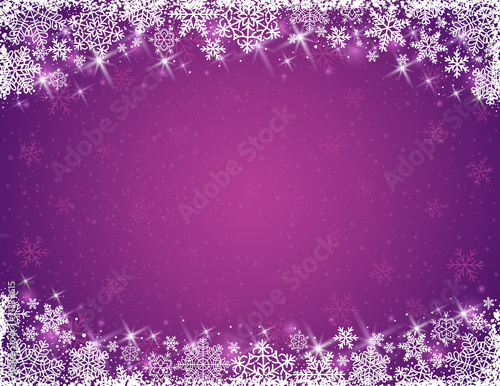 violet background with  frame of snowflakes,  vector