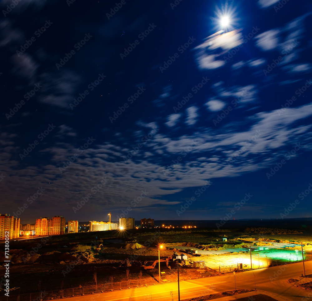 city skyline at night