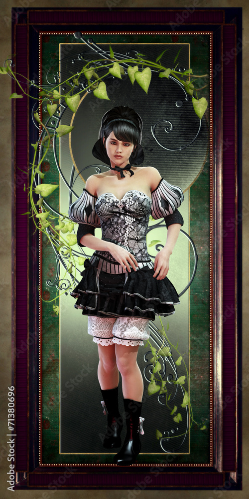 gothic loli snow white with background with leaves Stock Illustration ...