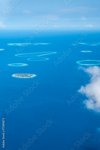 aerial view of scattered islands, maldives