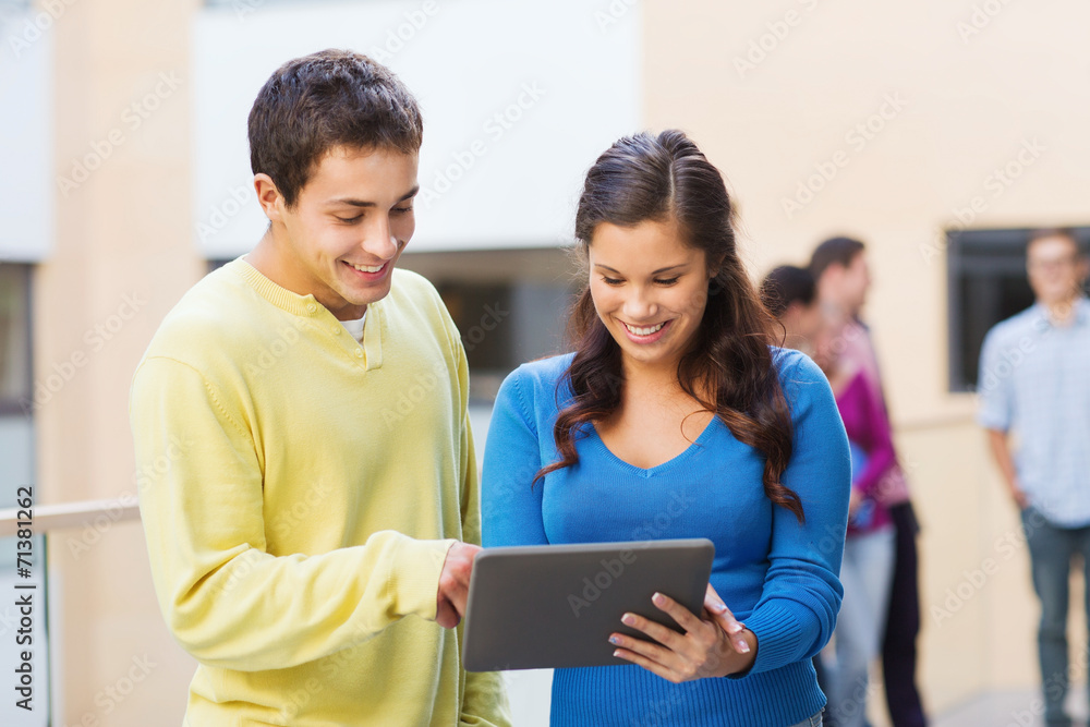 group of smiling students tablet pc computer group of smiling students tablet pc computer