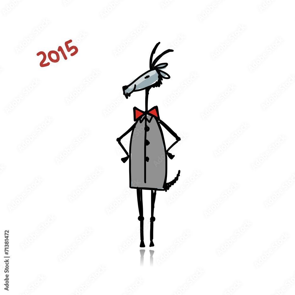 Fototapeta premium Funny goat sketch. Symbol of 2015 new year