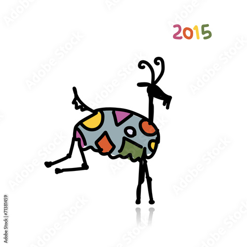 Funny goat sketch. Symbol of 2015 new year