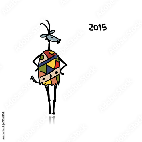 Funny goat sketch. Symbol of 2015 new year