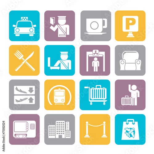 Silhouette Airport, travel and transportation icons