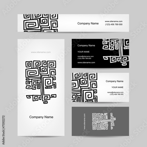 Ethnic ornamental tree, business cards design