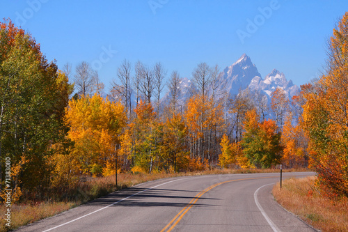 Scenic drive in Grand Tetons national park