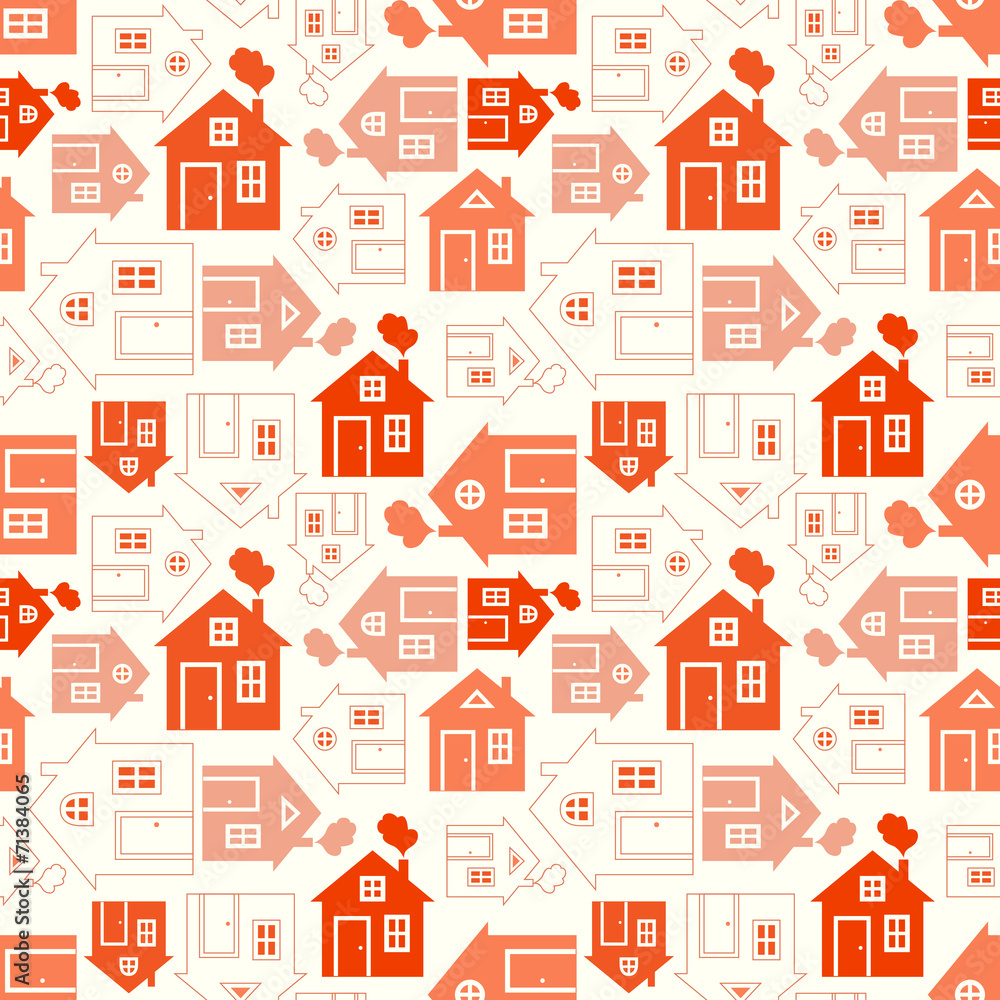 Home sweet home house silhouette and outline seamless pattern