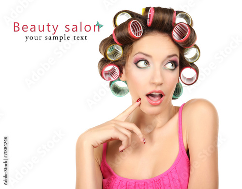 Beautiful girl in hair curl...