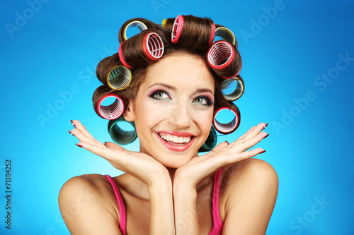 Beautiful girl in hair curl...