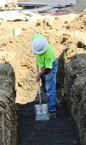 Trench Work worker in a utilities ditch