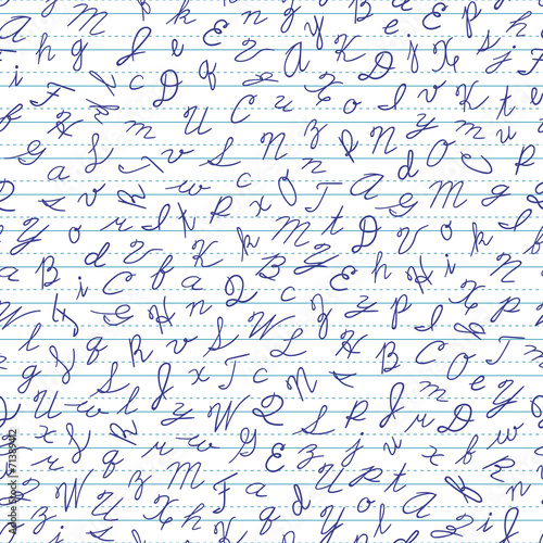 Seamless pattern with English cursive letters.