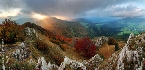 Countryside with forest and hill at fall, Slovakia peak Vapec photo